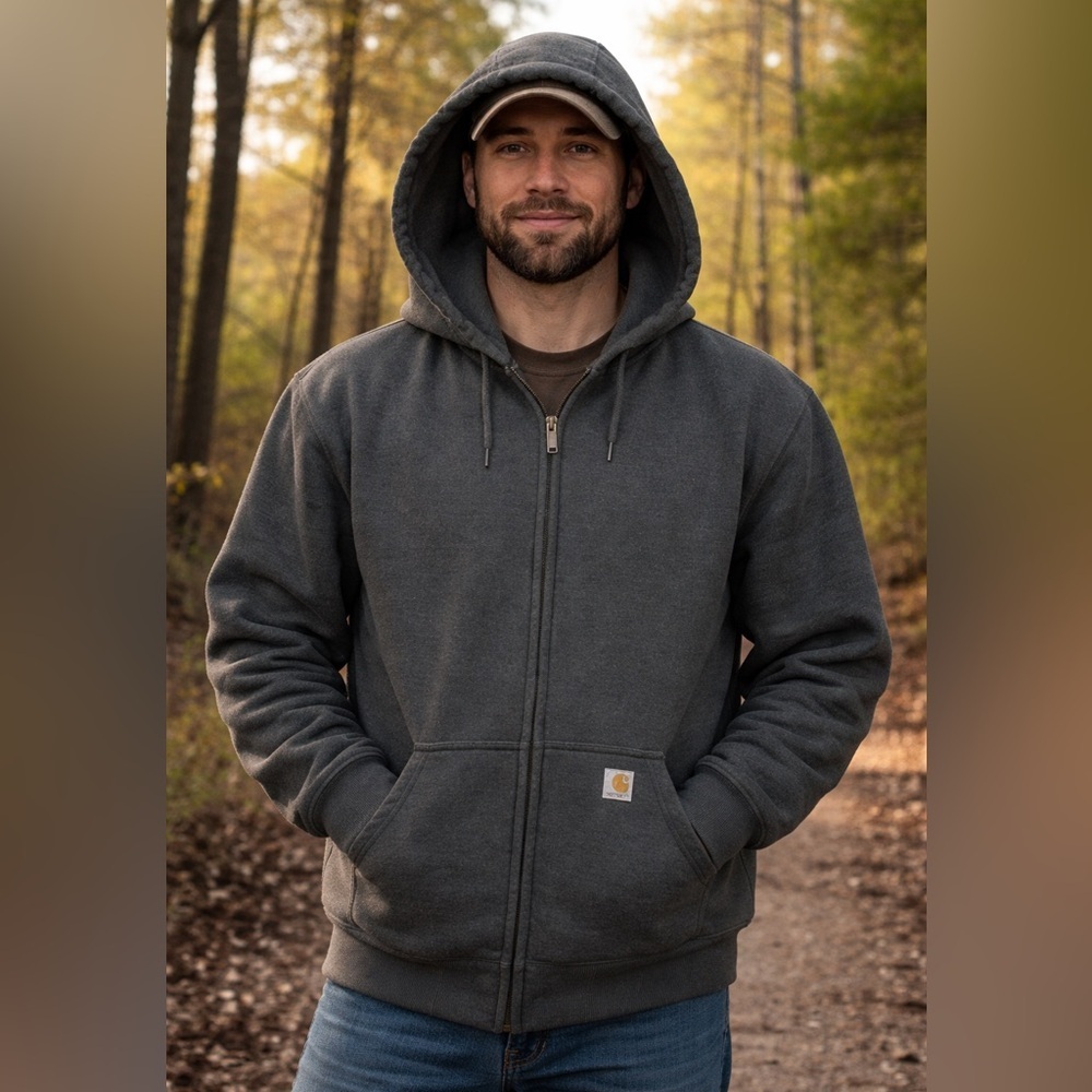 Carhartt Charcoal Full-Zip Hoodie. 2XL Tall
